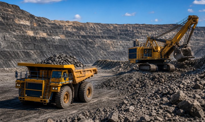 Mining operation with heavy equipment